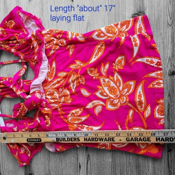 Free People bohemian pink orange floral Cha Cha Cha Cold Shoulder Top Small - Picture 10 of 11